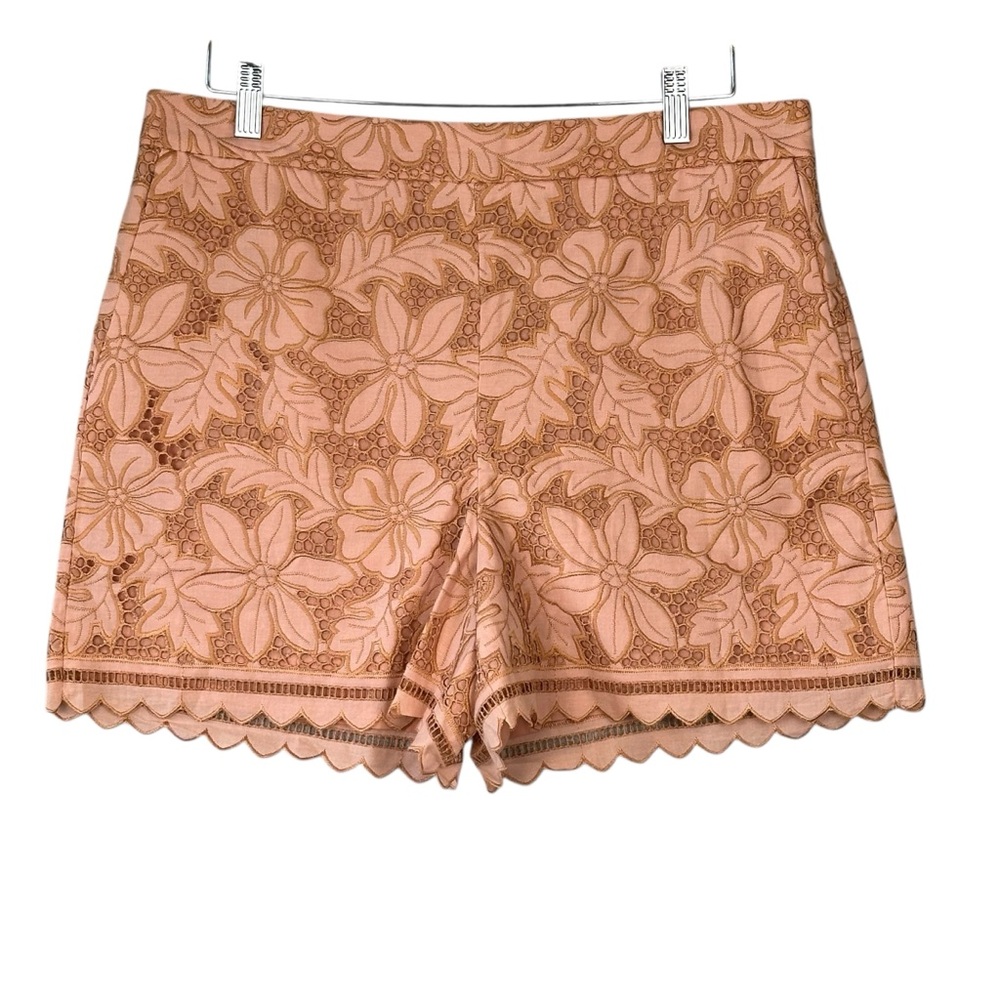 Ann Taylor Floral Lace Women Shorts - Peach